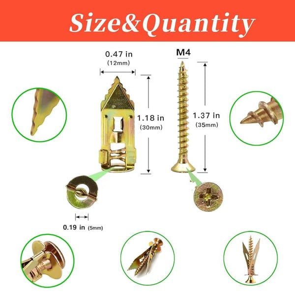 Pack Of 03 - Self Drilling Drywall Anchors with Screws Kit