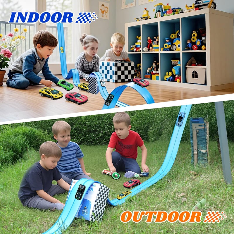 Flex Tracks 15Ft for Kids, STEM Flexible Race Car Ramp Track