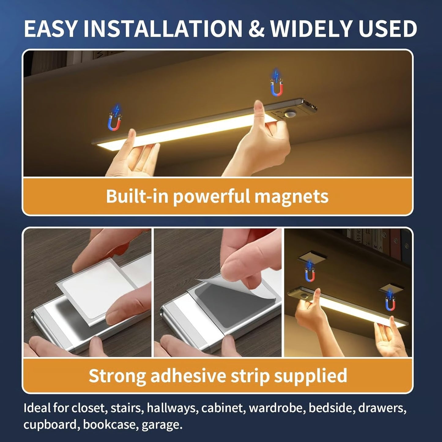 Pack Of 05 - 66LED Rechargeable Motion Sensor Under Cabinet Lights