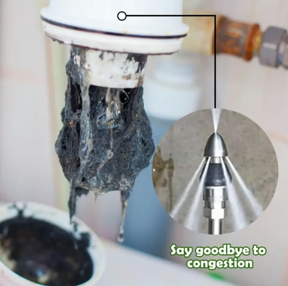 Pack Of 03 - 💥Sewer Cleaning Tool High-pressure Nozzle ( Pipes Included)