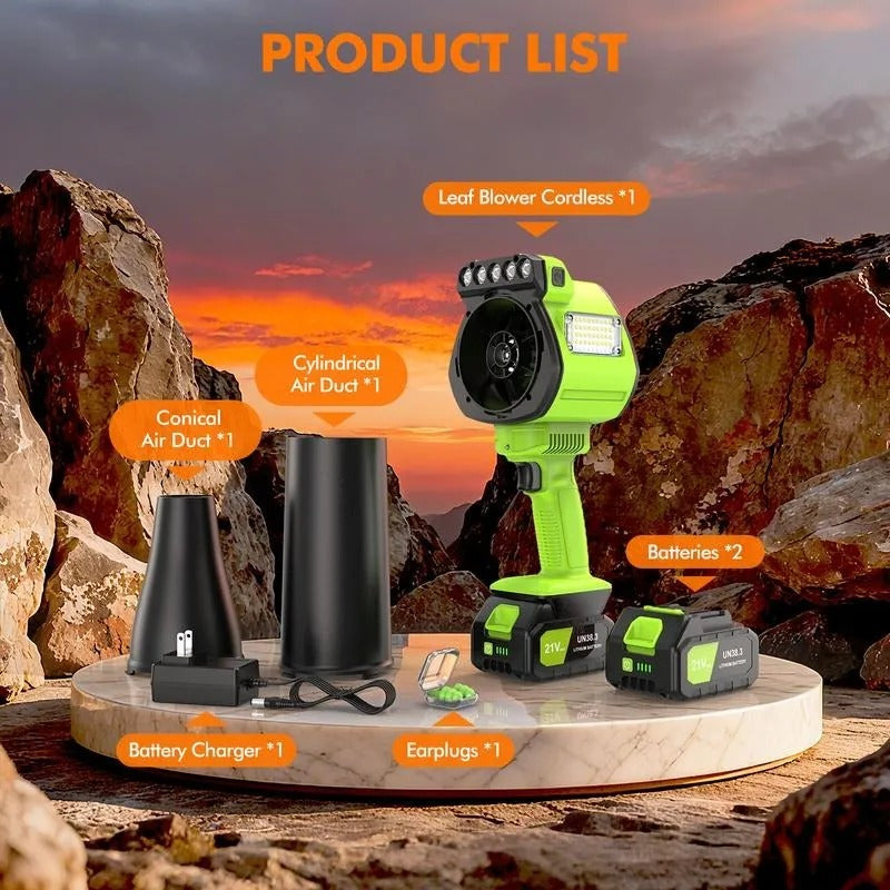 Strongest Leaf Blower Cordless with Lights, 21V Powerful Electric Leaf Blowers with 2 x 3.0Ah Batteries & Charger, 700CFM 140MPH 900G Wind Pressure