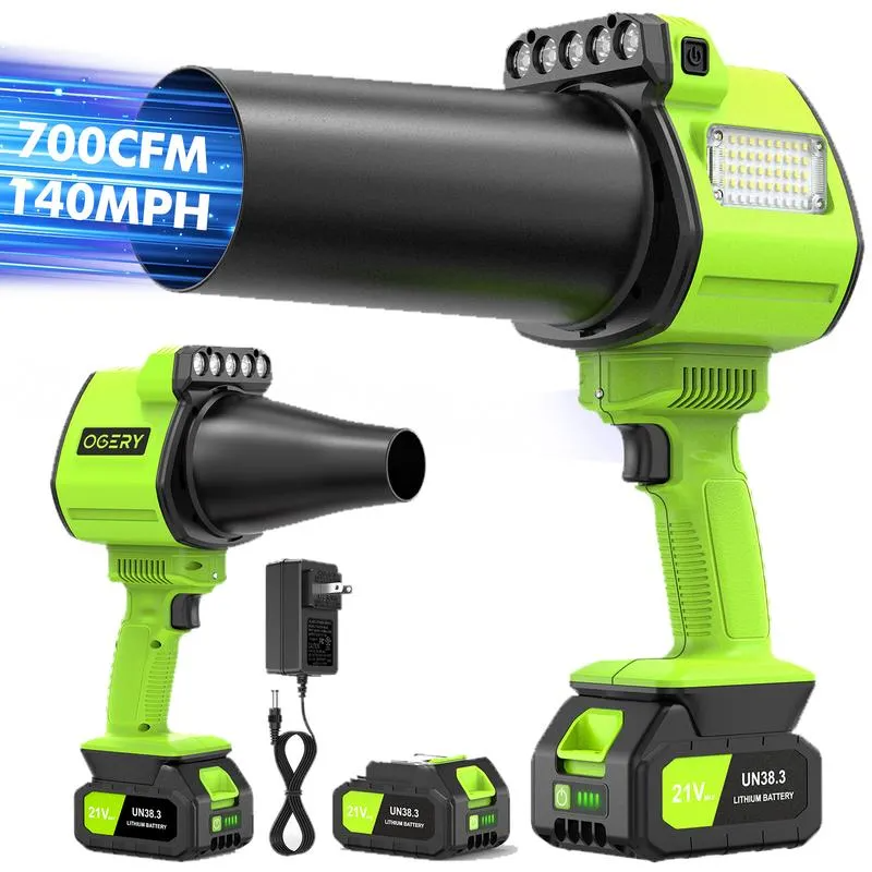 Strongest Leaf Blower Cordless with Lights, 21V Powerful Electric Leaf Blowers with 2 x 3.0Ah Batteries & Charger, 700CFM 140MPH 900G Wind Pressure